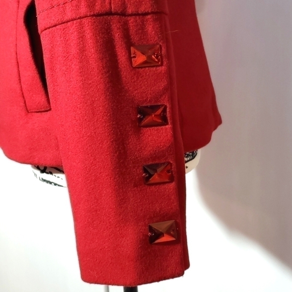 KENSOL- Womens Red Wool/Silk Blend Edgy Chic Jacket Coat New! Sz.Medium - Picture 6 of 14